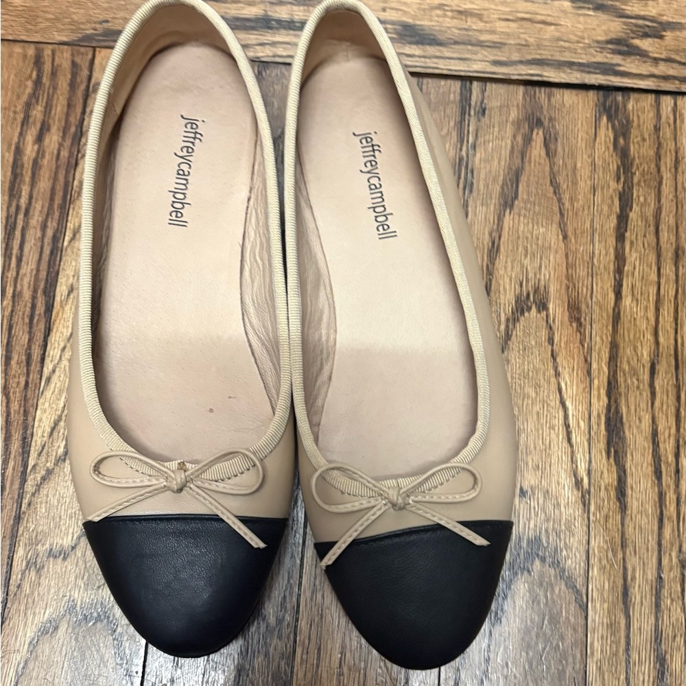 Jeffrey Campbell Two-Tone Beige and Black Ballet Flats